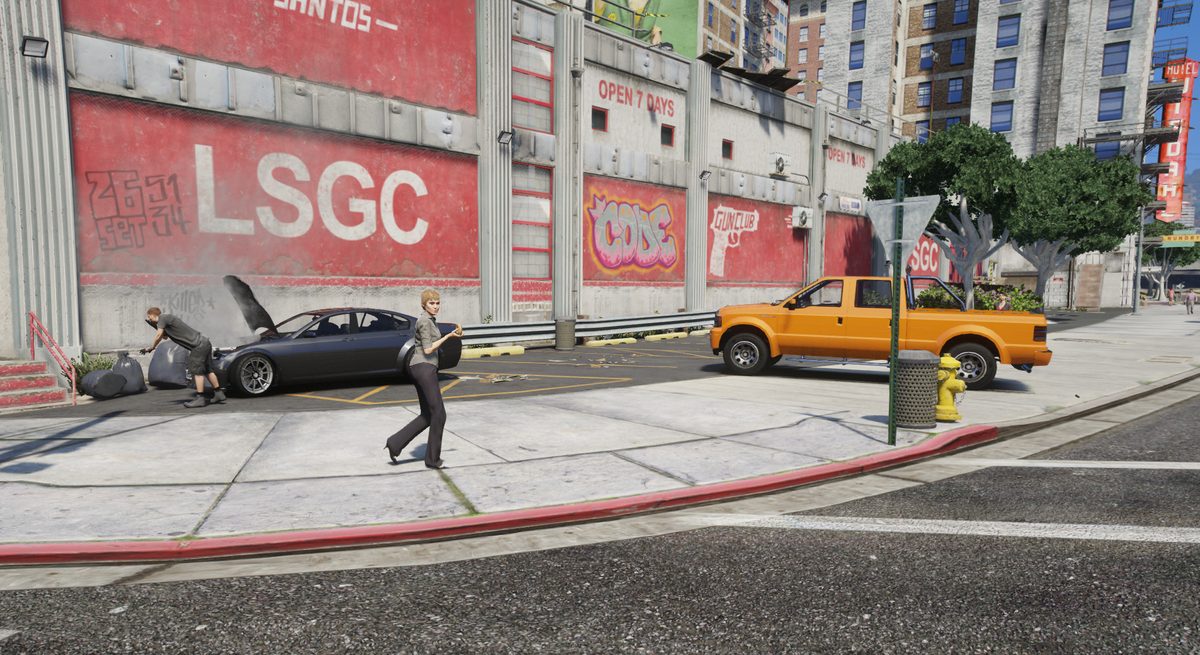 NPC roadside mechanic repairing a car on Homebase Roleplay
